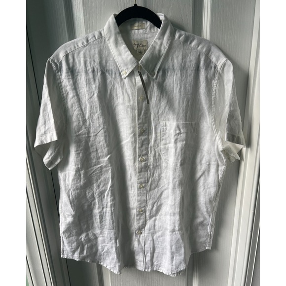 J.Crew‎ Men's Classic Baird McNutt Irish linen Short Sleeve Shirt Size L NEW